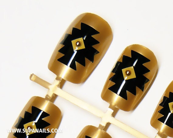 Pattern Pack: Gold Aztec inspired tribal 24 Nails