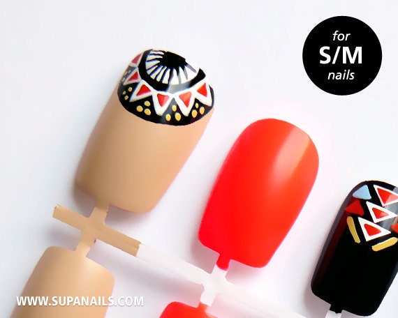 Supa Nails "Tikapali" 12 Tribal Nails (S/M)