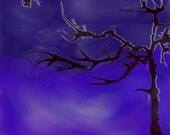 MOONLIT FLIGHT - Moonlight, Flight, Bird, Abstract Art, Dark, Fantasy, 8x10, Fine Art Print