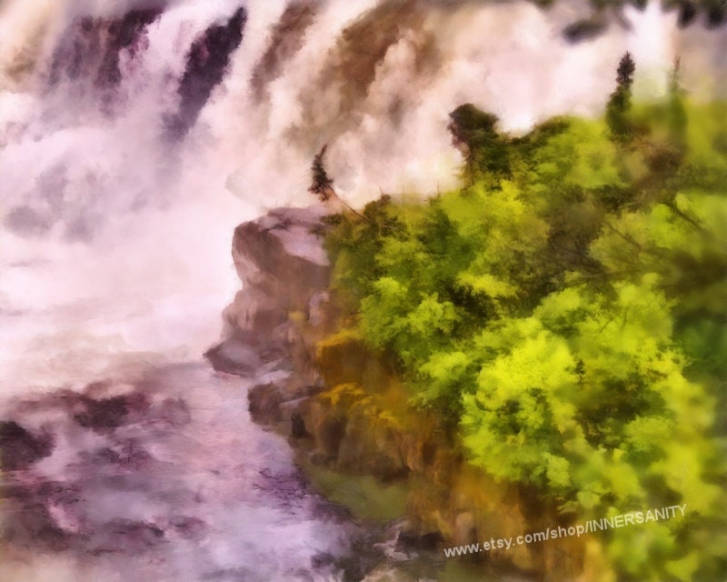 WATERFALL - Digital Painting, Photo, Waterfall Photo, Watercolour Painting, 8x10, Fine Art Print