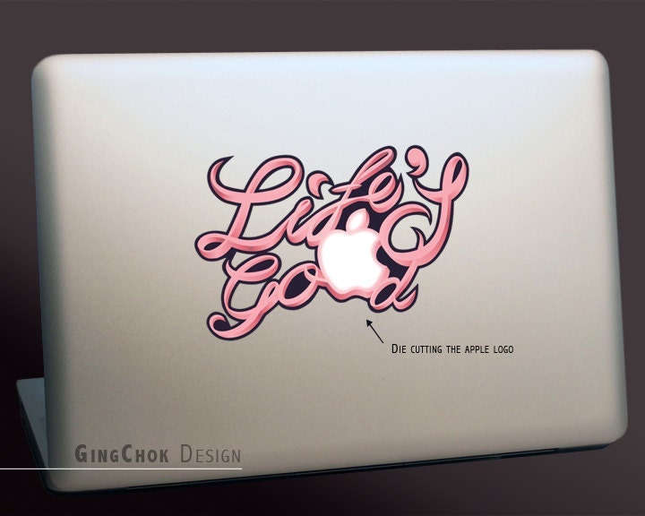 Life is good typography geekery Macbook decal, sticker for laptop Macbook, Mac pro and air 11", 13", 15", 17"