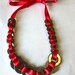 SALE Silver Washer Necklace with Red Ribbon, Gift for Women, Washer Jewelry