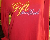 New Pregnancy Expecting Burgandy Long Sleeve Maternity Shirt "Gift From God" Size Large