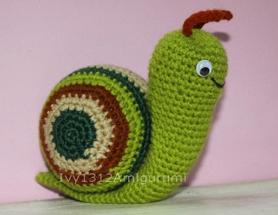 Green Snail 6.1" - Finished Handmade Amigurumi crochet doll Home decor birthday gift Baby shower toy