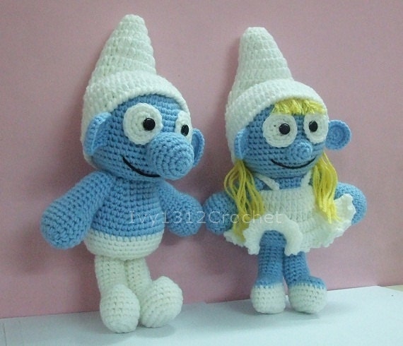 Smurf or Smurfette 9.8" - Handmade Amigurumi Les Schtroumpfs crochet doll birthday gift Valentine gift (Price for each item)