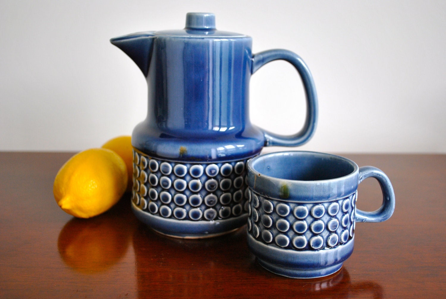 Japanese ceramic royal blue tea set
