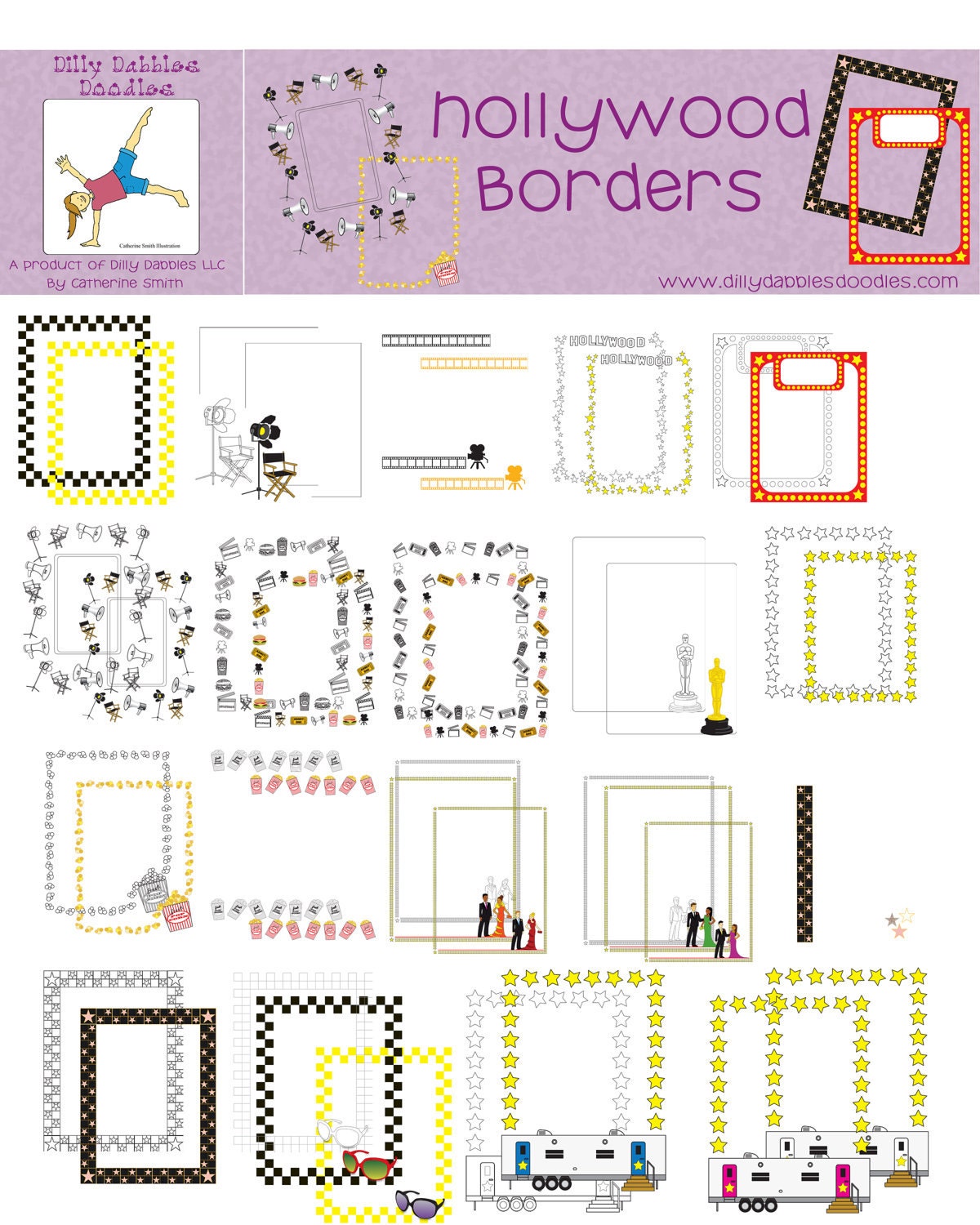 Hollywood Borders and Frames Graphics, Clip Art