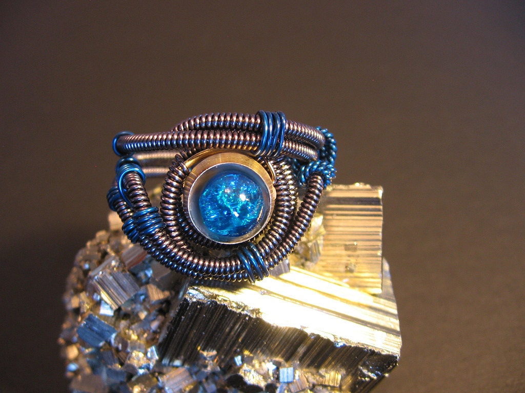 Cyberpunk Ring - Custom Unisex Wire Wrap - Hematite wire
