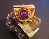 Steampunk Ring - Custom Unisex Wire Wrap - Golden brass