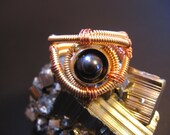 Steampunk Ring - Custom Unisex Wire Wrap - Golden brass