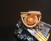 Steampunk Ring - Custom Unisex Wire Wrap - Golden brass