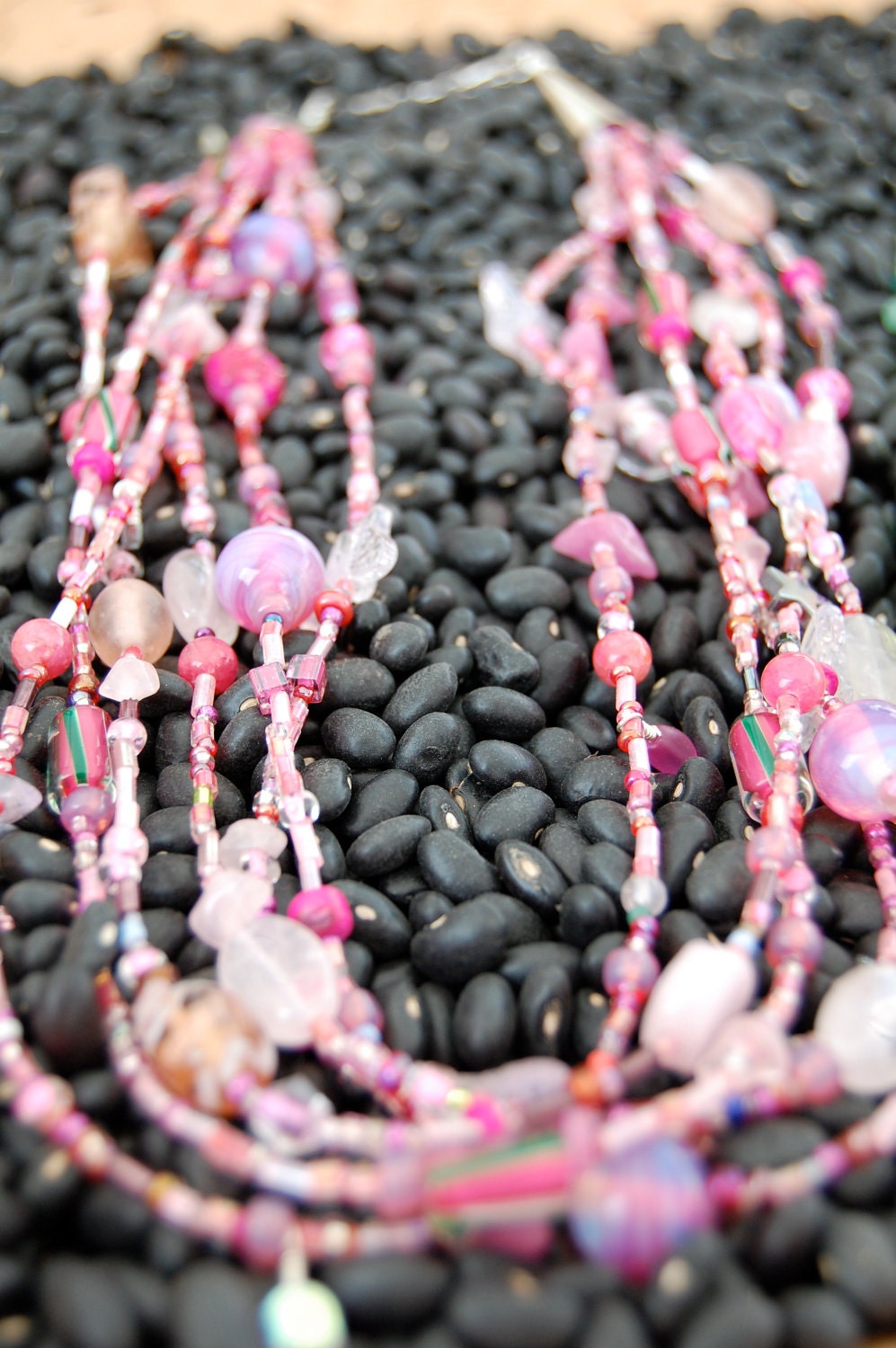6 strand Pink Beaded Necklace