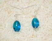 Blue beaded earrings with Crystals