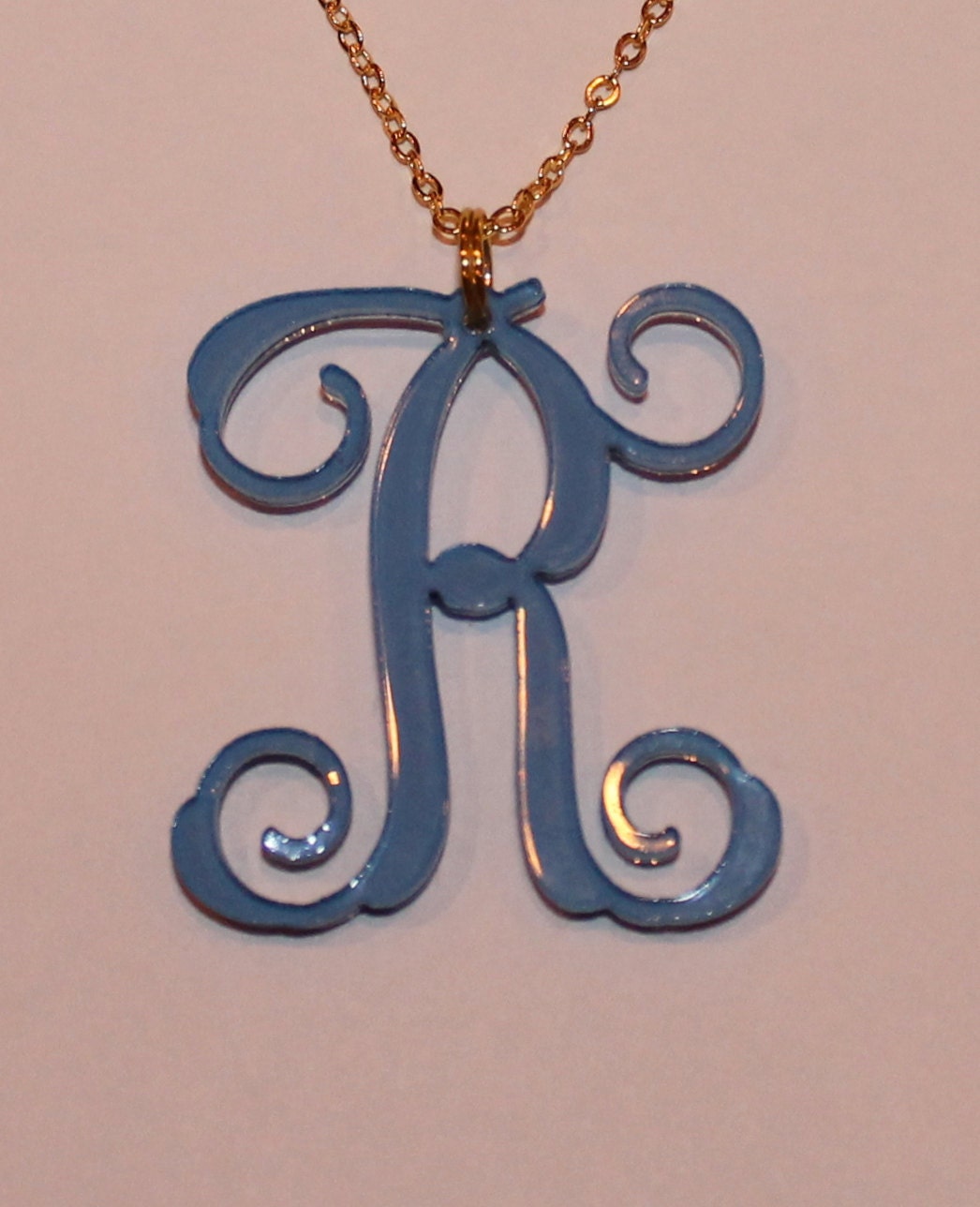 monogrammed acryllic single letter necklace