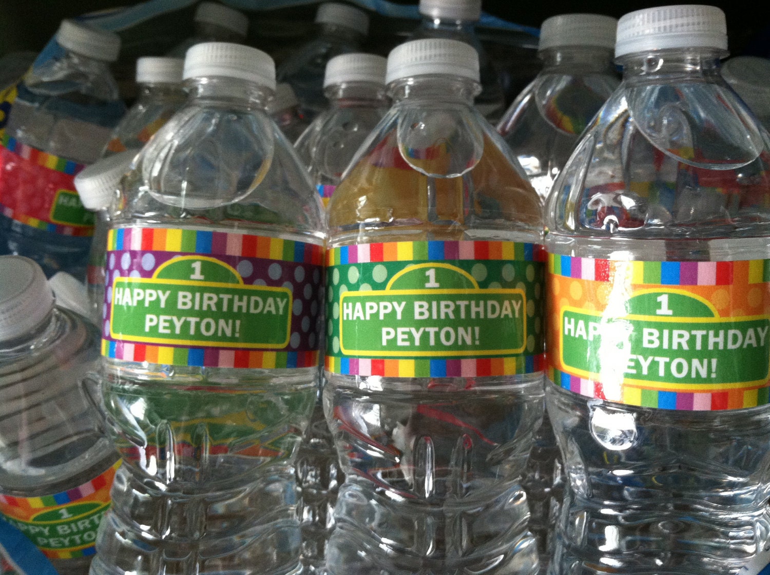 Happy Birthday Sesame Street Rainbow Water Bottle Labels - Customized Digital File Il_570xn