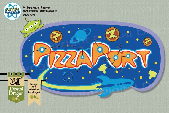 Astro Blasters Printable Pizza Port Party Sign