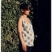 Hand printed loose linen top