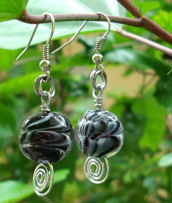 Black Glass Earrings