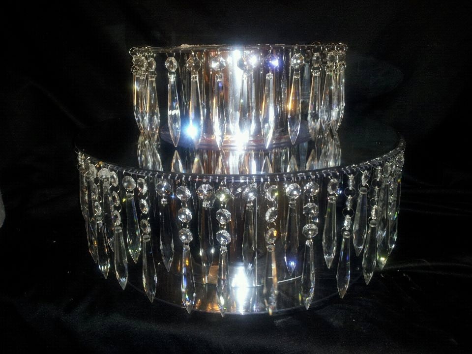 Crystal Chandelier Wedding Cake Stand - Can be made 6"-16" wide and 3", 4" or 6" tall - Prices 70.00 - 250.00