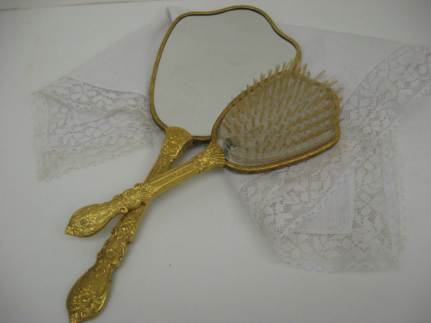 Vintage Mirror and Brush set