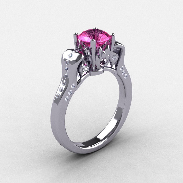 950 Platinum Pink Sapphire Diamond Wedding Ring, Engagement Ring NN101-PLATDPS