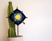 mexican folk complex ojos de dios god's eye dreamcatcher woven macrame colorful kooky floral plant decoration