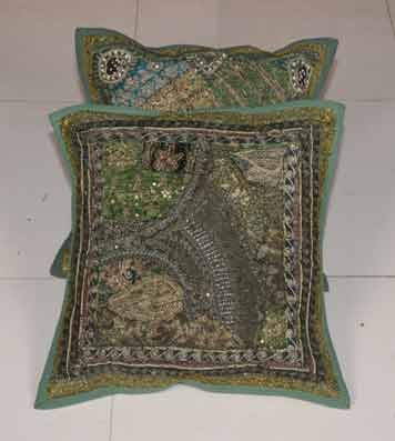 indian 2 pcs cushion cover. throw pillow beads work decorative art wall hanging