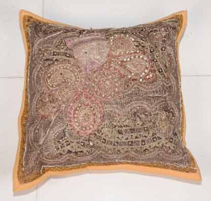 indian 2 pcs cushion cover throw pillow beads work decorative art