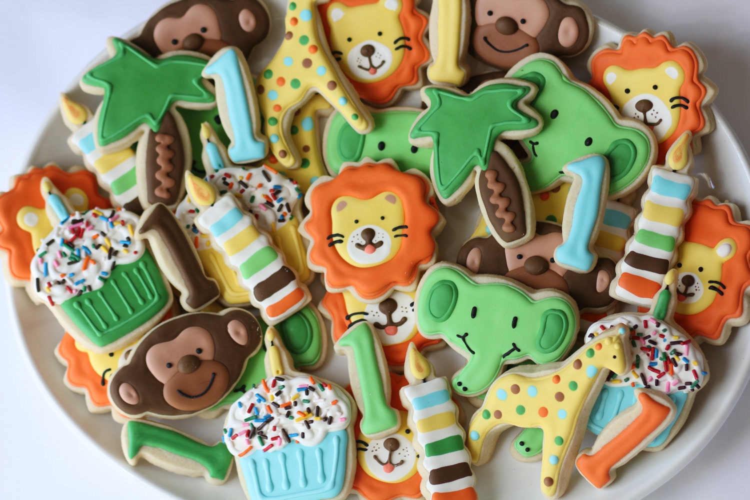 Safari Animal Birthday Party Platter Sugar Cookies (3 dozen)