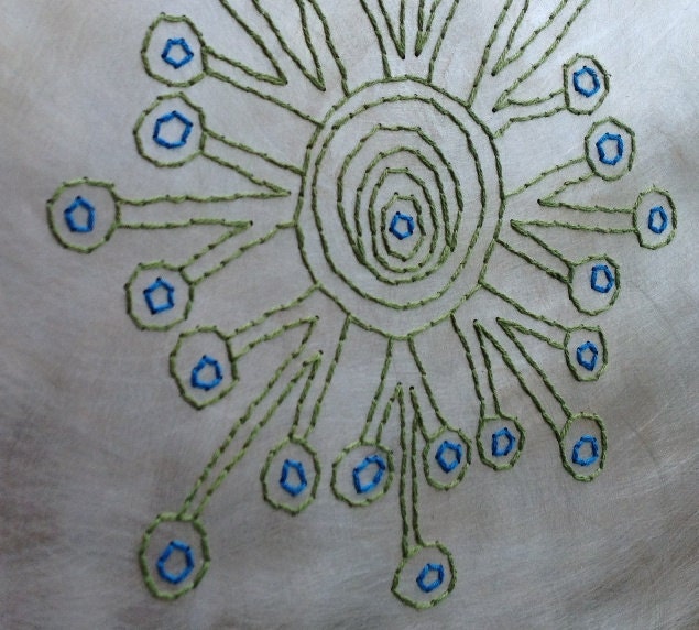 Peacock Pattern aluminum and wood embroidery