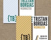 Striped Business Cards - Set of 50 High Quality Modern Custom Cards Calling Cards / Mommy Cards  - Custom Colors