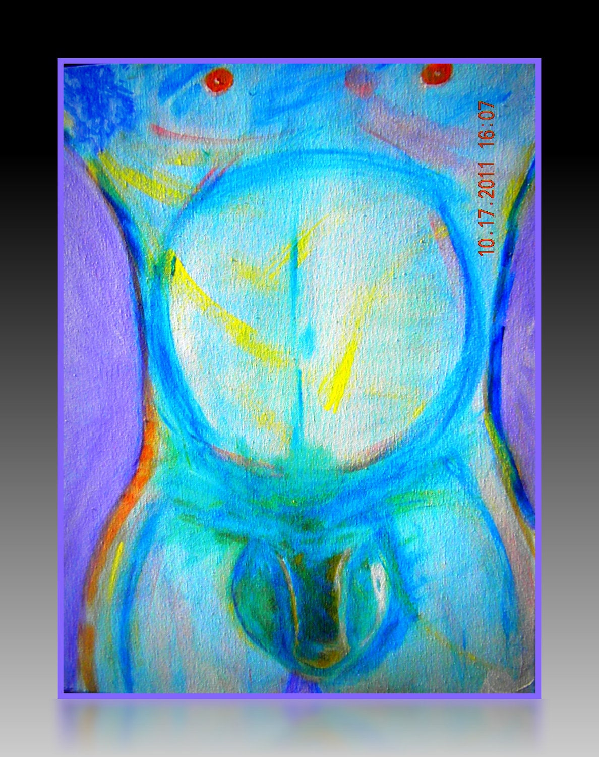 Original Nude Painting for Sale, Signed by Artist - Title " Cock a Doodle Doo"
