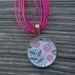 Cute Pink Flowers Glass Tile Pendant Necklace