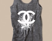Splatter Logo Womens Tank in Burnout Gray
