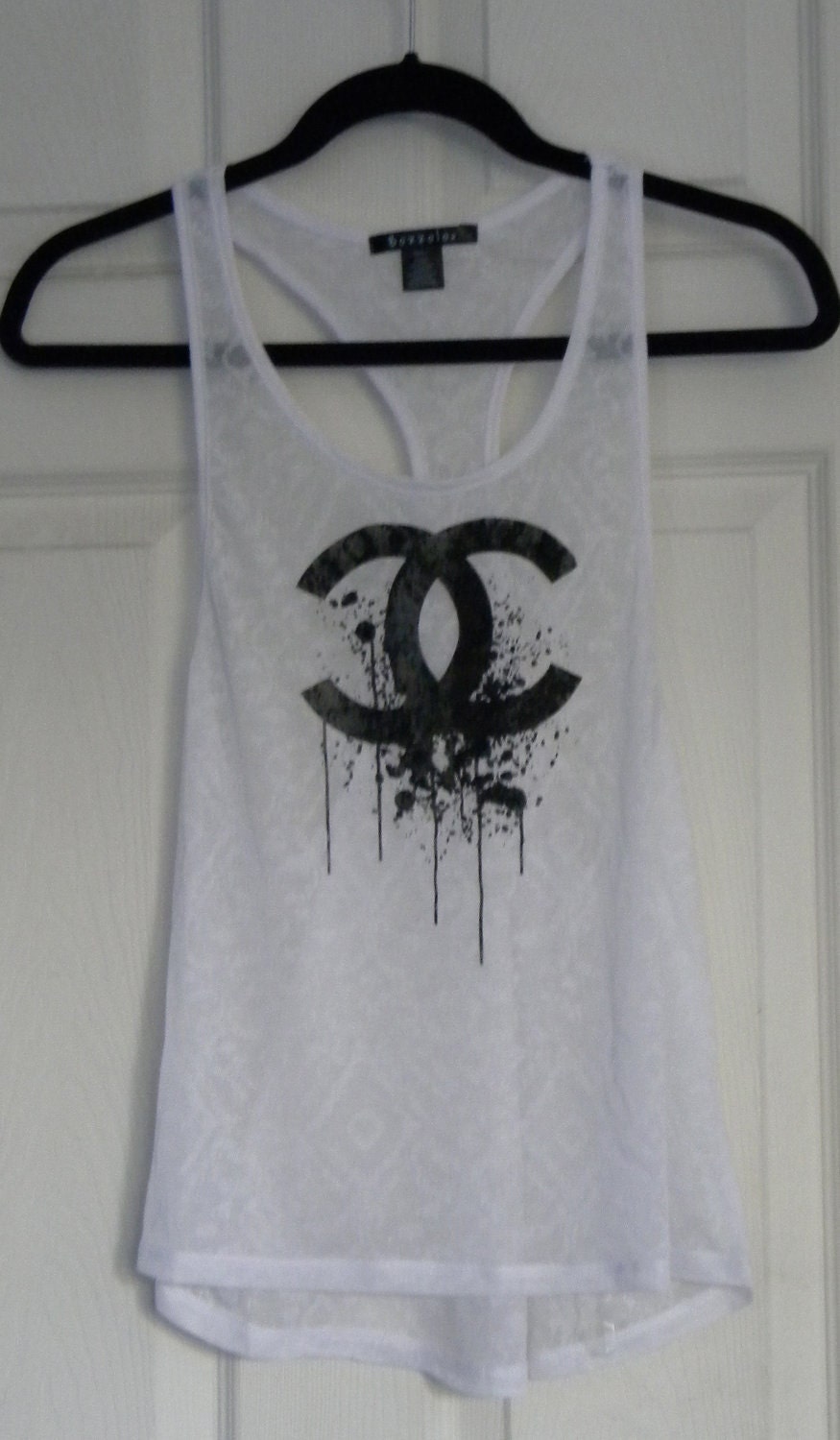 Splatter Logo Womens Burnout Tank in White