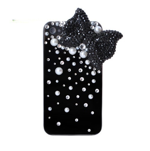 Handmade hard case for iPhone 4 & 4S: Bling cute pink bow with crystals (custom are welcome)