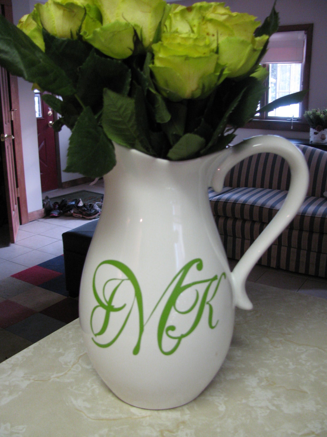 personalized monogram pitcher