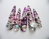 Purple Zebra Glitter Kawaii Deco Gyaru Nails