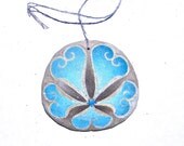 MISTRAL, hand painted, California, Sand Dollar Ornament, pendant