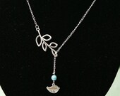 Bird  leaf silver charm leaf Love Birds turquoise necklace alloy chain & necklace