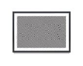 CUSTOM Personalized Print of Name Date or Message of 4 Characters Optical Art 13"x19" Landscape