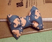 Hair Bow Clip in Denim Blue Dinosaur