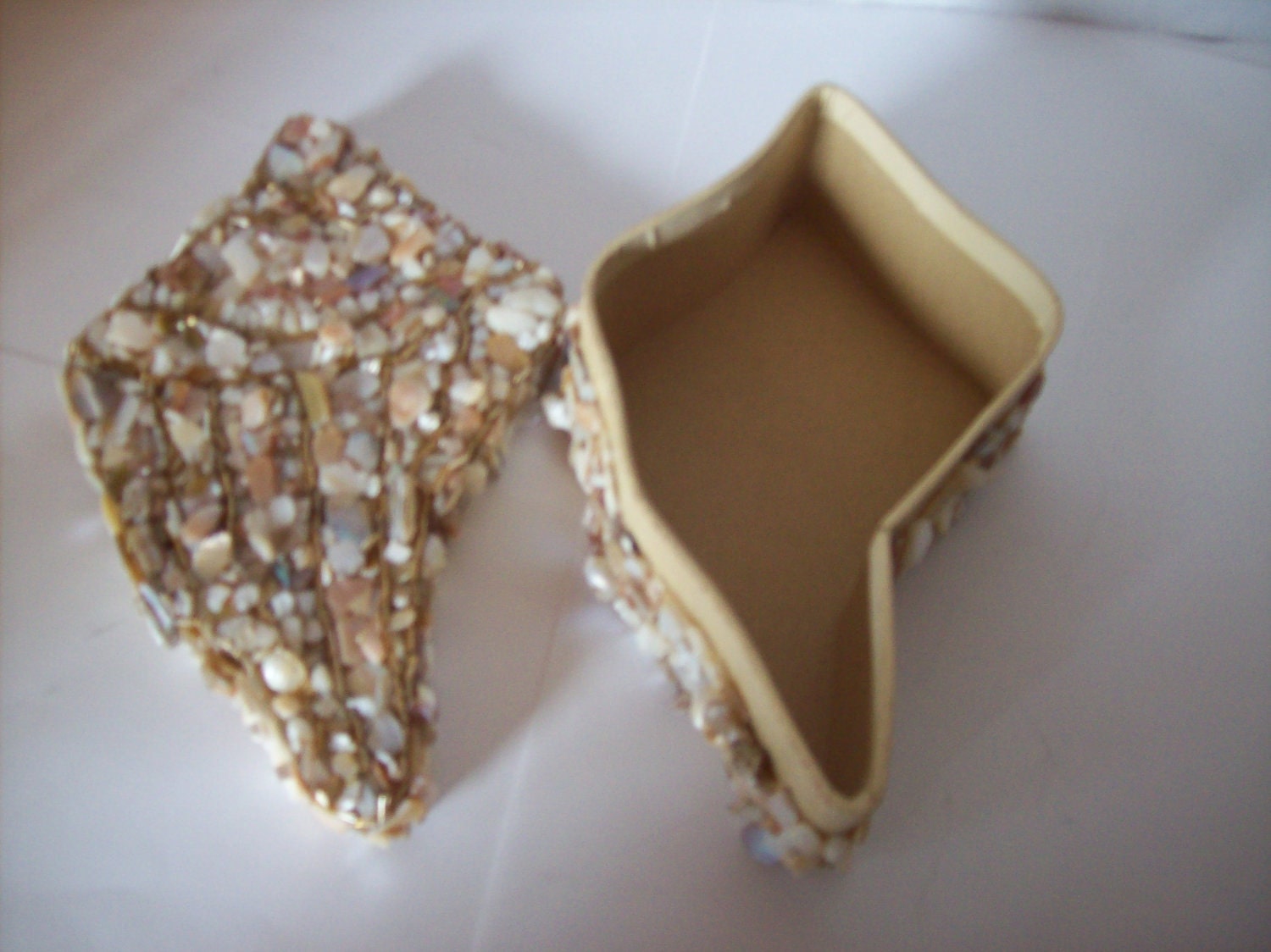 Shell shaped sea shell embellished box