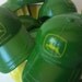 Green John Deere tractor hat cap cupcake picks cake toppers, for a country boy or wedding, western birthday party for hard-working farmers