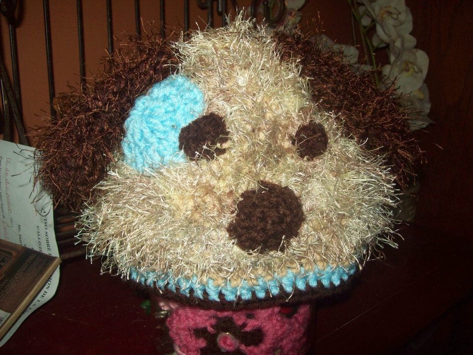Fuzzy puppy beanie