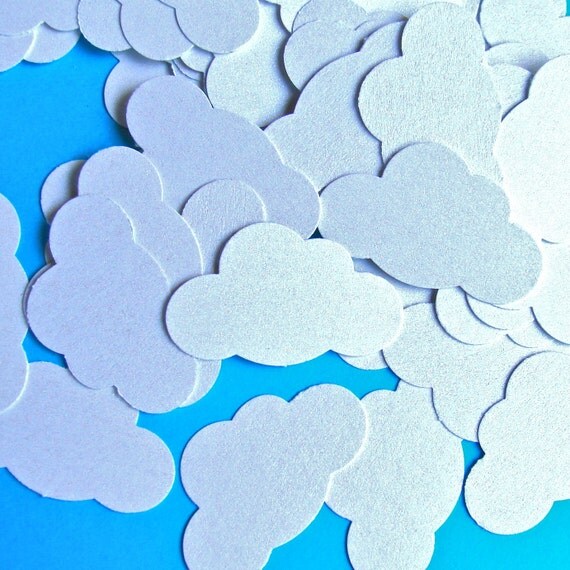 Cloud Confetti - Shimmery White Cardstock - Hand Punched - 100 count Il_570xn