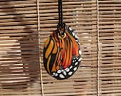 Handmade Clay Jewelry Gorgeous Monarch Butterfly Wing Pendant/necklace. Totally made of clay