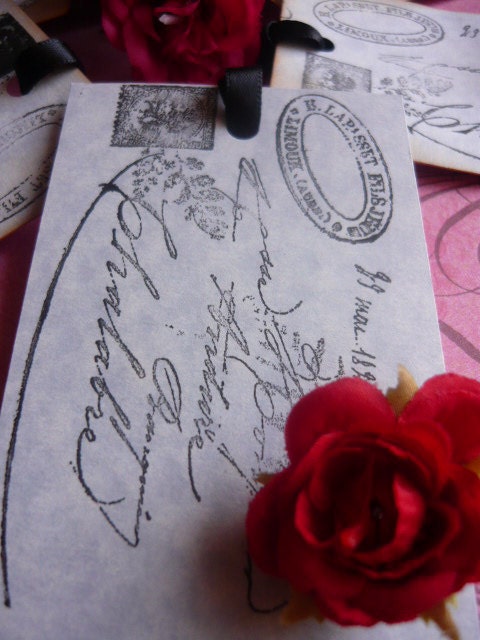 6 Elegant Tags Oh La La French Script, Wedding Tags, Wish Tree Tag, Gift Tag,..by Le French Chateau (Selected Treasury)