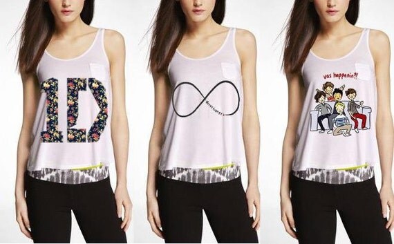 One Direction Themed Tank Infinity Directioner/1D Flower Logo/Vas Happenin