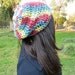 Slouchy beanie hat - RAINBOW - Blue jeans/Burgundy/variegated Green - chunky - crochet - womens Winter Autumn accessories Wool Woolen